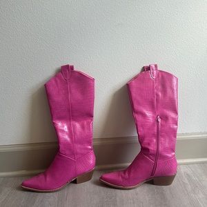 Pink crocodile cowgirl boots